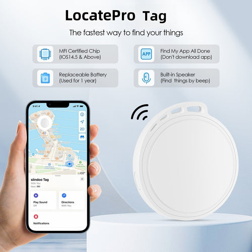 LocatePro Tag for Apple device positioning tracker AirTag is suitable for the elderly, children, pets, luggages, bags, keys, wallets and travels