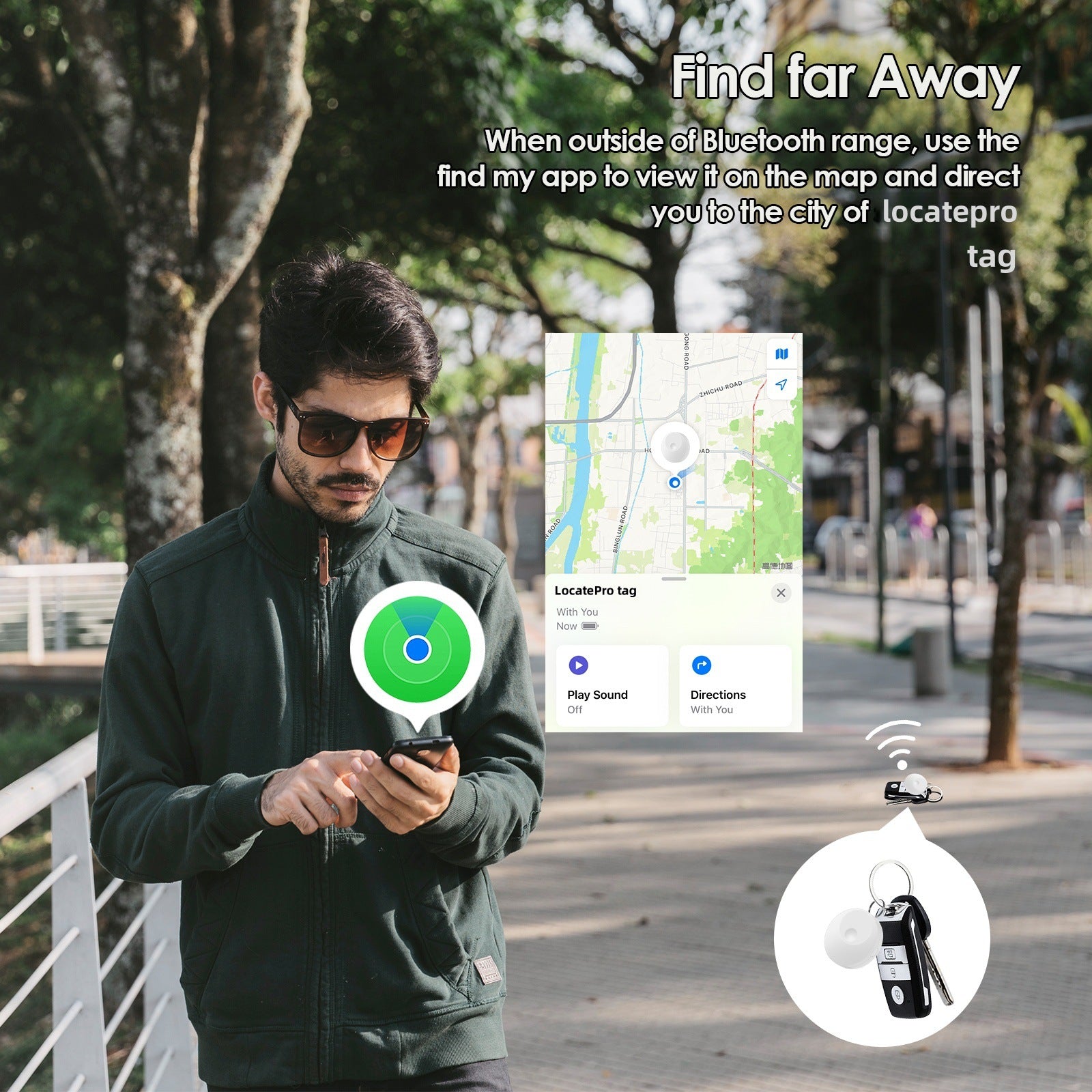 LocatePro Tag for Apple device positioning tracker AirTag is suitable for the elderly, children, pets, luggages, bags, keys, wallets and travels